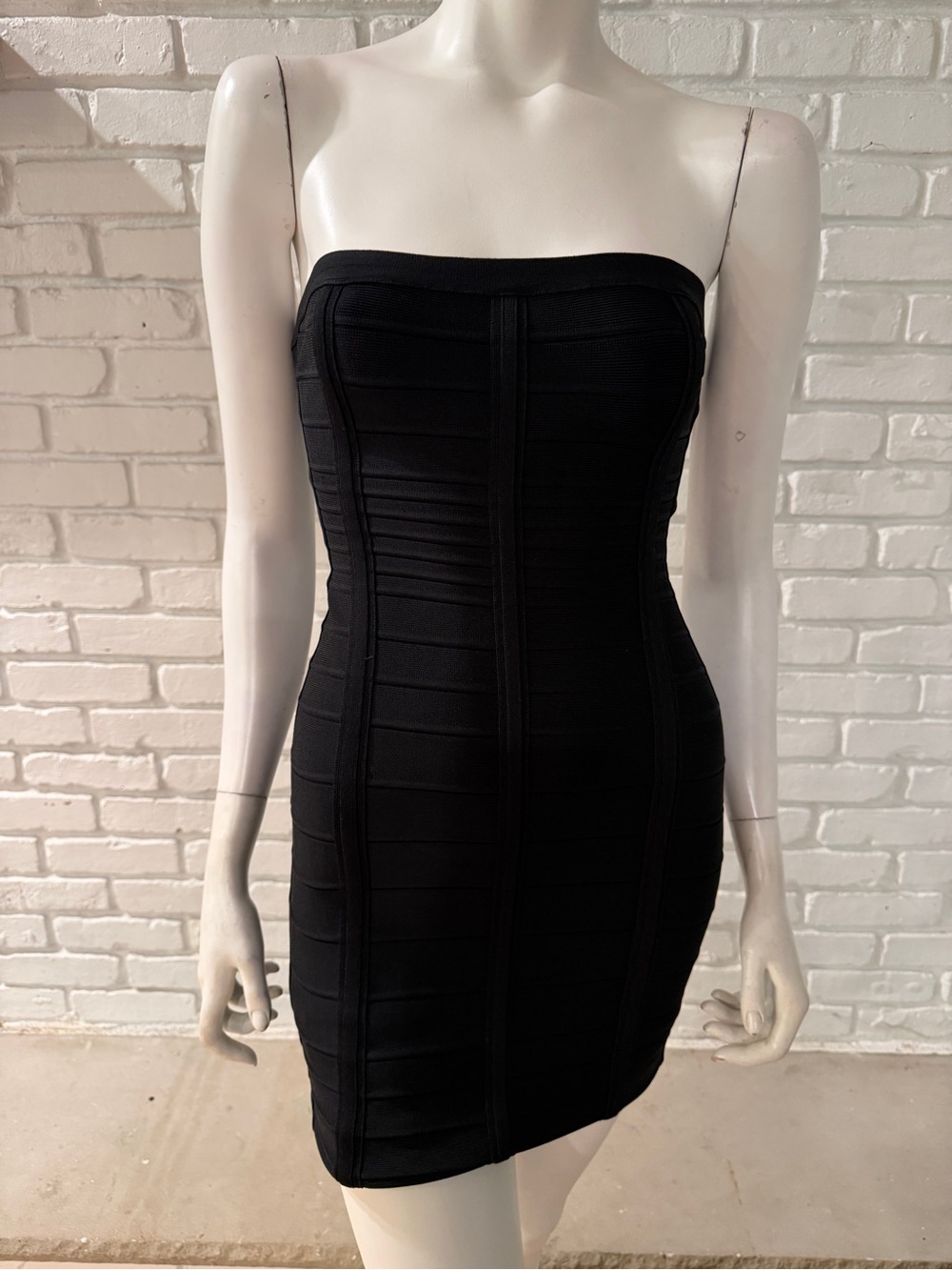 Hervé Léger Black Strapless Bandage Bodycon Mini Dress Size Small - Picture 6 of 15